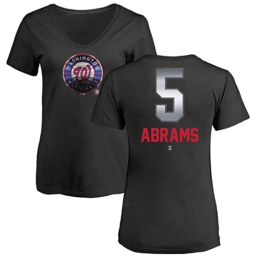 Women's Washington Nationals CJ Abrams ＃5 Midnight Mascot V-Neck T-Shirt - Black