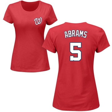 Women's Washington Nationals CJ Abrams ＃5 Roster Name & Number T-Shirt - Red