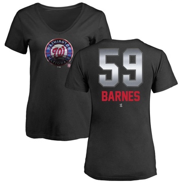 Women's Washington Nationals Jacob Barnes ＃59 Midnight Mascot V-Neck T-Shirt - Black