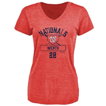 Women's Washington Nationals Jayson Werth ＃28 Base Runner T-Shirt - Red