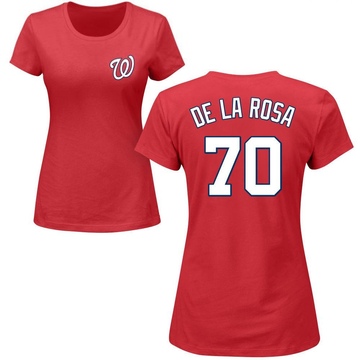 Women's Washington Nationals Jeremy De La Rosa ＃70 Roster Name & Number T-Shirt - Red