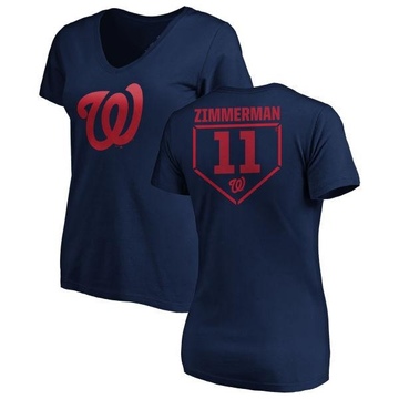 Women's Washington Nationals Ryan Zimmerman ＃11 RBI Slim Fit V-Neck T-Shirt - Navy