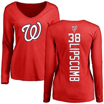 Women's Washington Nationals Trey Lipscomb ＃38 Backer Slim Fit Long Sleeve T-Shirt - Red