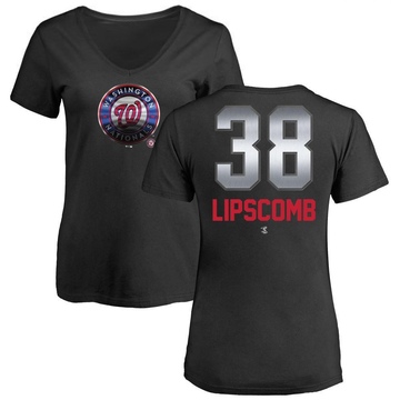 Women's Washington Nationals Trey Lipscomb ＃38 Midnight Mascot V-Neck T-Shirt - Black