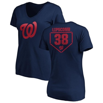 Women's Washington Nationals Trey Lipscomb ＃38 RBI Slim Fit V-Neck T-Shirt - Navy
