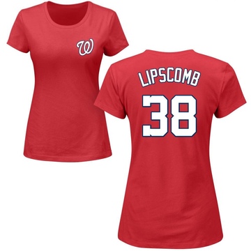 Women's Washington Nationals Trey Lipscomb ＃38 Roster Name & Number T-Shirt - Red
