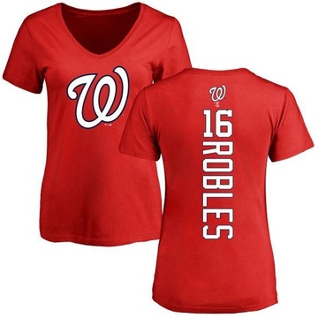 Women's Washington Nationals Victor Robles ＃16 Backer Slim Fit T-Shirt - Red