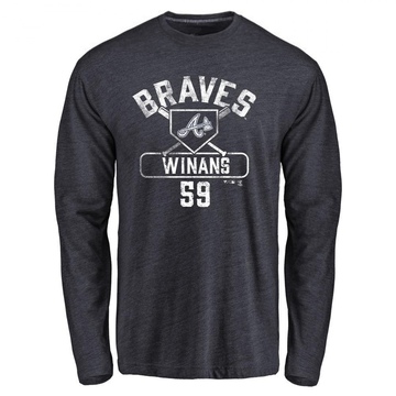 Youth Atlanta Braves Allan Winans ＃59 Base Runner Long Sleeve T-Shirt - Navy