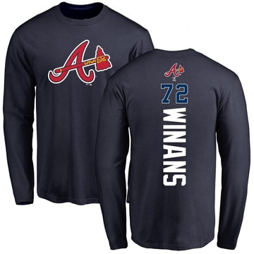 Youth Atlanta Braves Allan Winans ＃72 Backer Long Sleeve T-Shirt - Navy