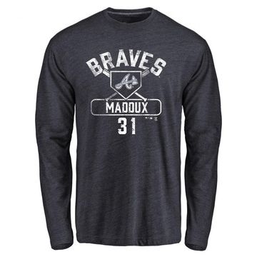 Youth Atlanta Braves Greg Maddux ＃31 Base Runner Long Sleeve T-Shirt - Navy