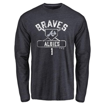 Youth Atlanta Braves Ozzie Albies ＃1 Base Runner Long Sleeve T-Shirt - Navy