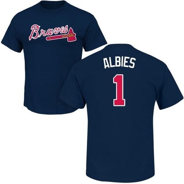 Youth Atlanta Braves Ozzie Albies ＃1 Roster Name & Number T-Shirt - Navy