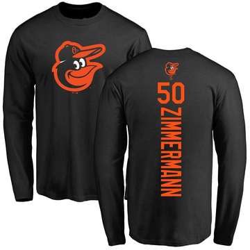 Youth Baltimore Orioles Bruce Zimmermann ＃50 Backer Long Sleeve T-Shirt - Black