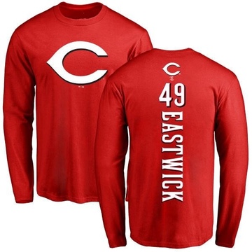 Youth Cincinnati Reds Rawly Eastwick ＃49 Backer Long Sleeve T-Shirt - Red
