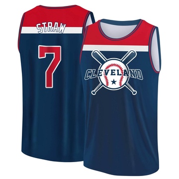 Youth Cleveland Guardians Myles Straw ＃7 Legend Baseball Tank Top - Navy/Red