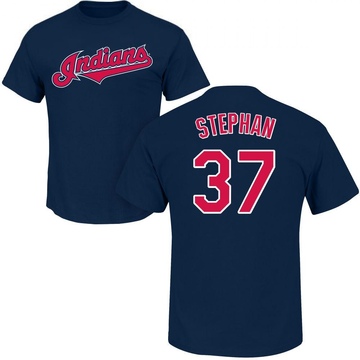 Youth Cleveland Guardians Trevor Stephan ＃37 Roster Name & Number T-Shirt - Navy