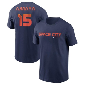 Youth Houston Astros Jacob Amaya ＃15 2022 City Connect Name & Number T-Shirt - Navy