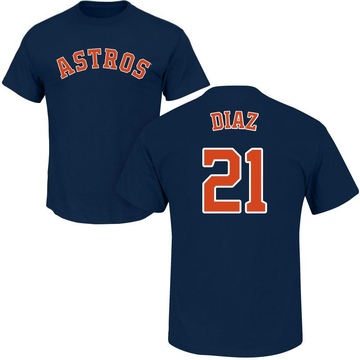 Youth Houston Astros Yainer Diaz ＃21 Roster Name & Number T-Shirt - Navy