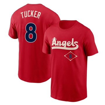 Youth Los Angeles Angels Cole Tucker ＃8 2022 City Connect Name & Number T-Shirt - Red