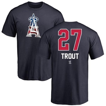 Youth Los Angeles Angels Mike Trout ＃27 Name and Number Banner Wave T-Shirt - Navy