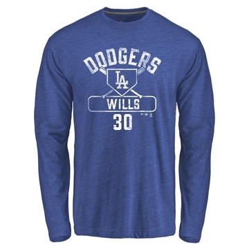 Youth Los Angeles Dodgers Maury Wills ＃30 Base Runner Long Sleeve T-Shirt - Royal