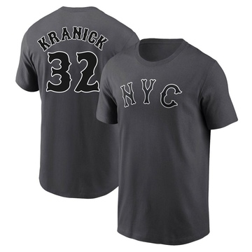 Youth New York Mets Max Kranick ＃32 Graphite 2024 City Connect Fuse Name & Number T-Shirt