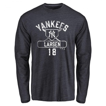 Youth New York Yankees Don Larsen ＃18 Base Runner Long Sleeve T-Shirt - Navy