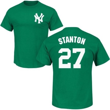 Youth New York Yankees Giancarlo Stanton ＃27 St. Patrick's Day Roster Name & Number T-Shirt - Green