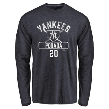 Youth New York Yankees Jorge Posada ＃20 Base Runner Long Sleeve T-Shirt - Navy