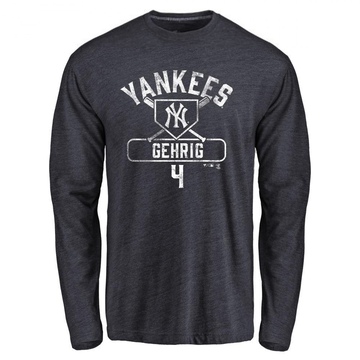Youth New York Yankees Lou Gehrig ＃4 Base Runner Long Sleeve T-Shirt - Navy