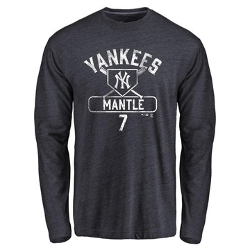Youth New York Yankees Mickey Mantle ＃7 Base Runner Long Sleeve T-Shirt - Navy