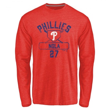 Youth Philadelphia Phillies Aaron Nola ＃27 Base Runner Long Sleeve T-Shirt - Red