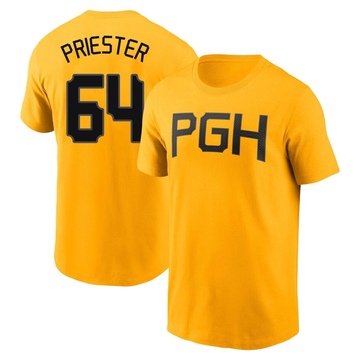 Youth Pittsburgh Pirates Quinn Priester ＃64 2023 City Connect Name & Number T-Shirt - Gold