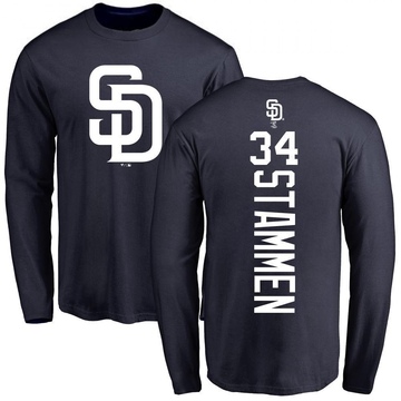 Youth San Diego Padres Craig Stammen ＃34 Backer Long Sleeve T-Shirt - Navy