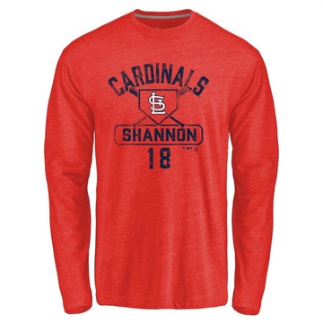 Youth St. Louis Cardinals Mike Shannon ＃18 Base Runner Long Sleeve T-Shirt - Red