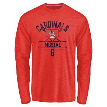 Youth St. Louis Cardinals Stan Musial ＃6 Base Runner Long Sleeve T-Shirt - Red