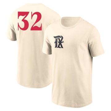 Youth Texas Rangers Evan Carter ＃32 2023 City Connect Name & Number T-Shirt - Cream